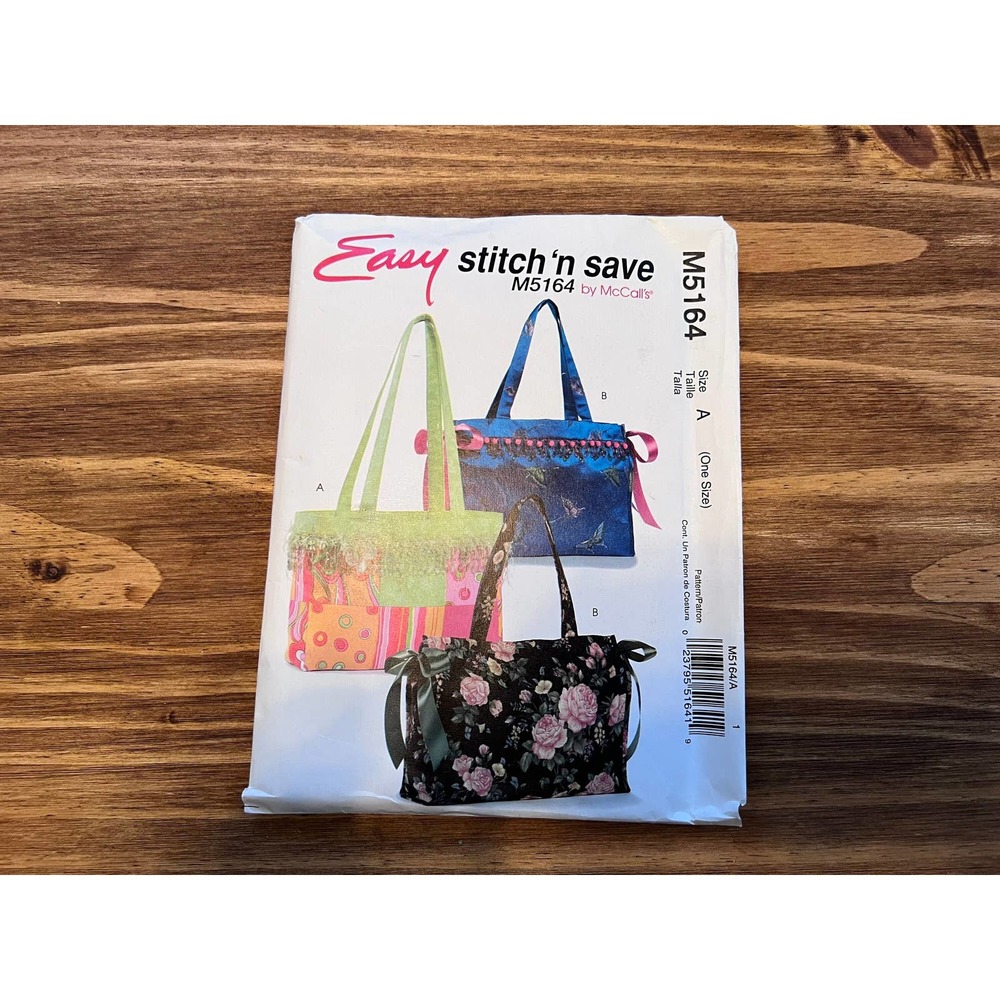 McCall’s M5164 Uncut sewing pattern purse stitch’n save